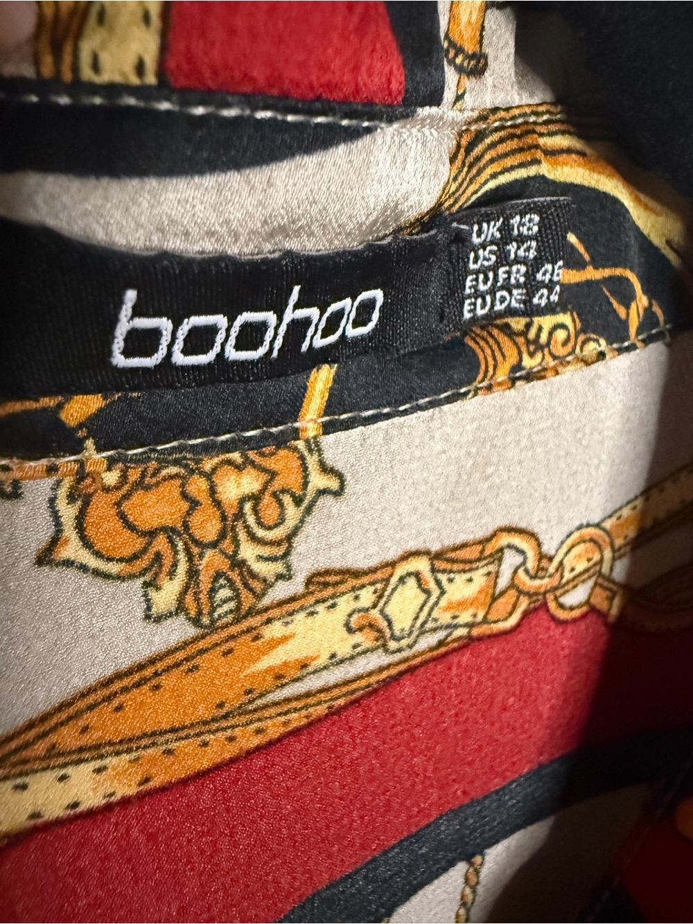 Boohoo Baroque Medallion Button-Down Shirt Dress Size 14 - Picture 6 of 6